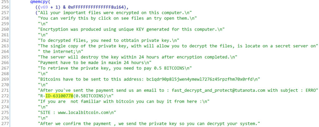 “The server will destroy all data within 24 hours”.  The message left by the malware.  // Source: Kaspersky