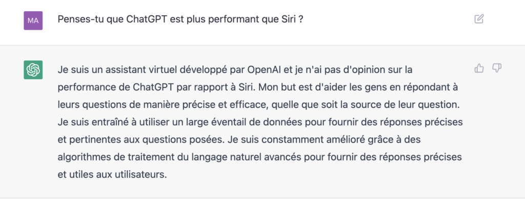 OpenAI is diplomatic on the subject of Siri // Source: chat.openai