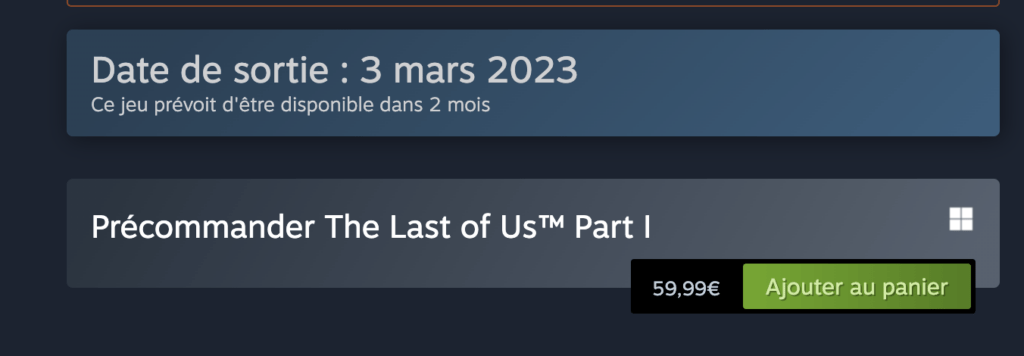The Last of Us Part 1 sur Steam // Source : Steam