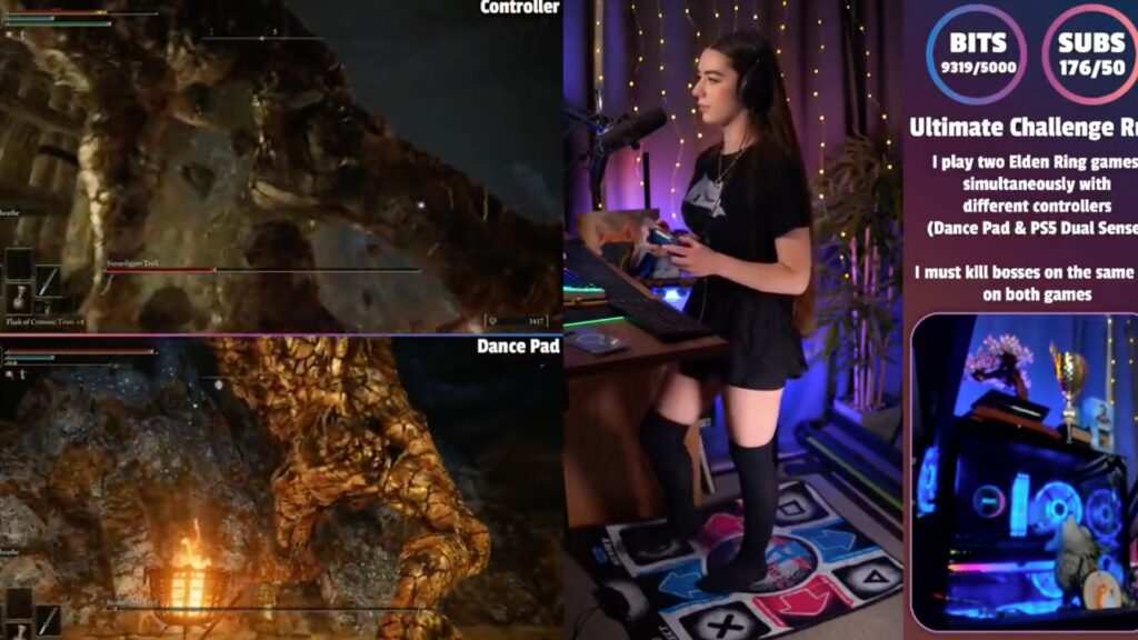 Elle termine deux parties d’Elden Ring en même temps // Source : Twitch MissMikkaa