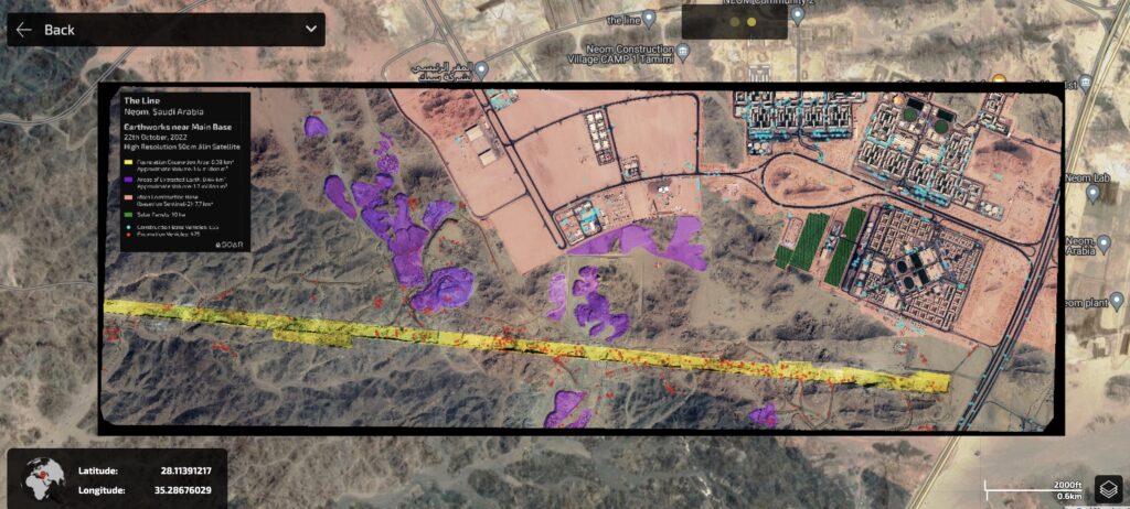 Screenshot of The Line satellite images in October 2022 // Source: SOAR