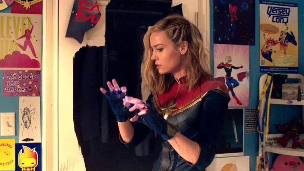 Carol Danvers appearing in the Miss Marvel post-credits scene.  // Source: Disney+