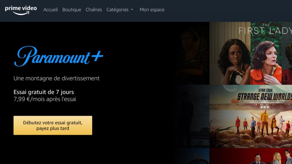 Paramount+ est disponible sur Prime Vidéo. // Source : Capture Numerama