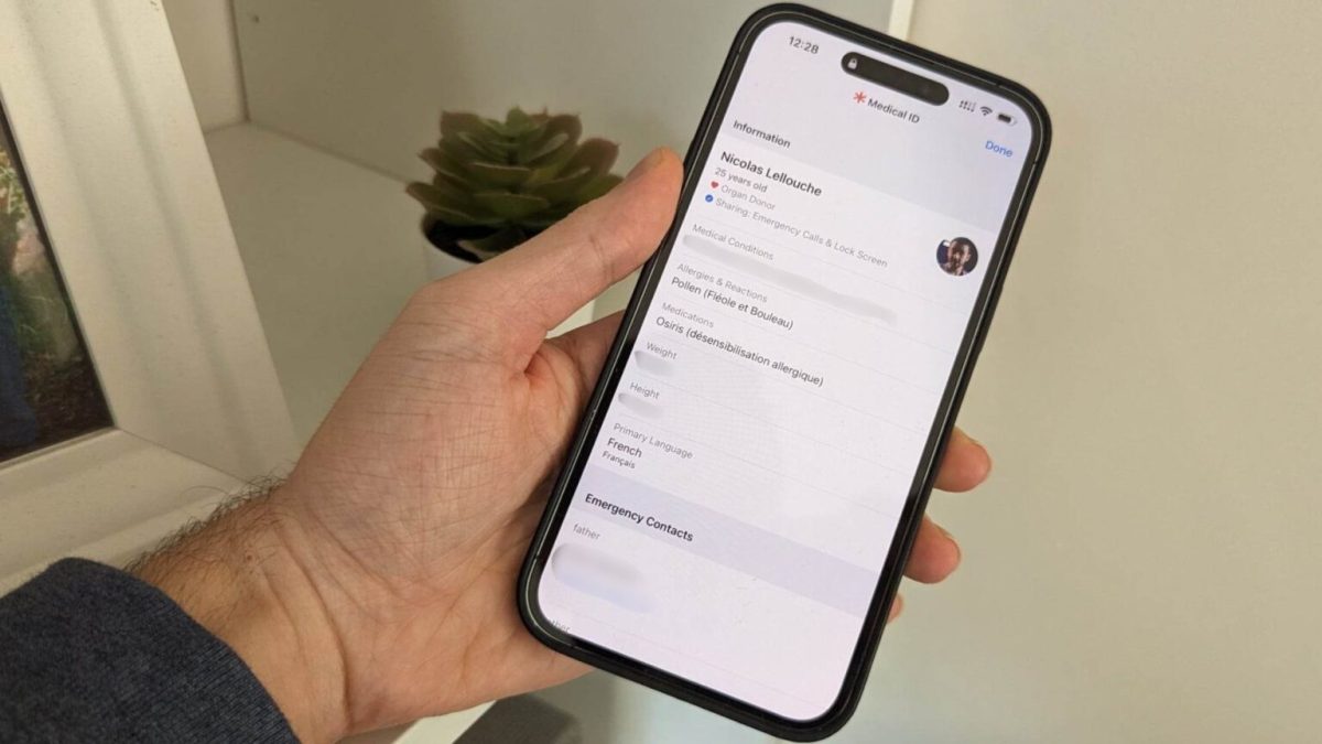 Une fiche médicale sur iPhone // Source : Numerama/NL