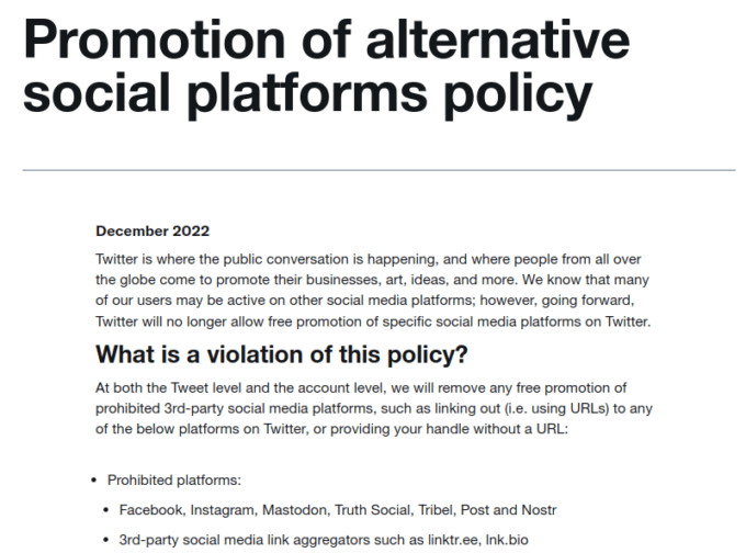 Le règlement de Twitter, depuis interdit. // Source : Capture Twitter Le règlement de Twitter, depuis interdit. // Source : Capture Twitter