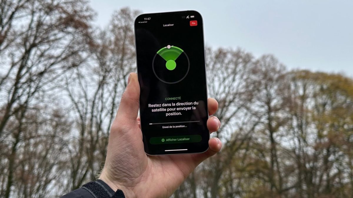 La fonction SOS d'urgence par satellite des iPhone 14. // Source : Numerama