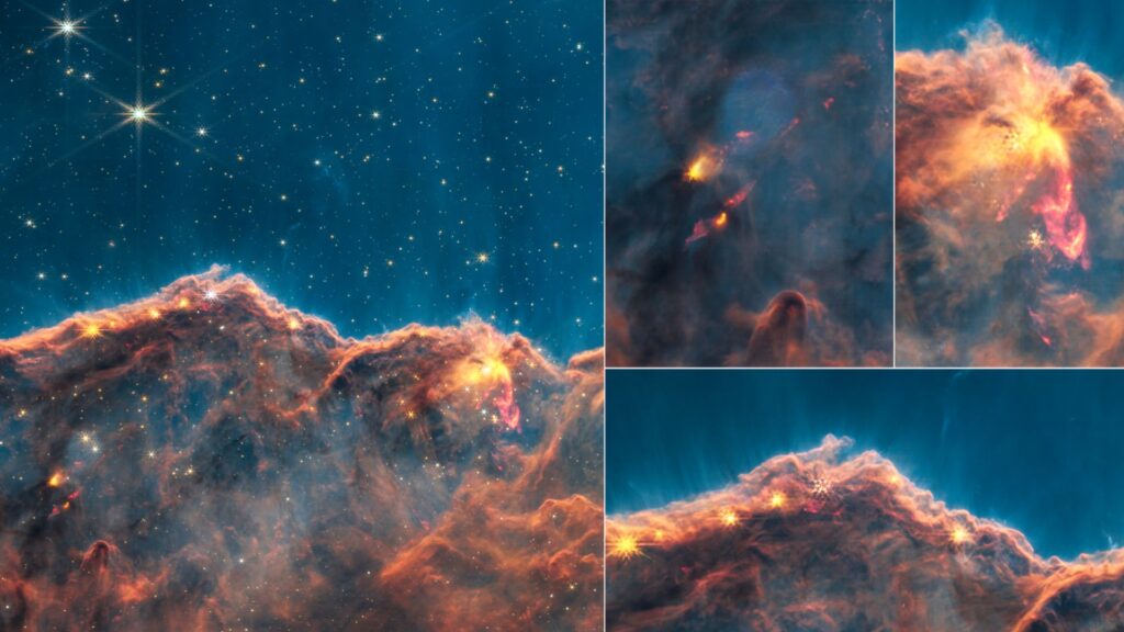 On the right, the areas studied in more detail by astronomers.  // Source: NASA, ESA, CSA, STScI
