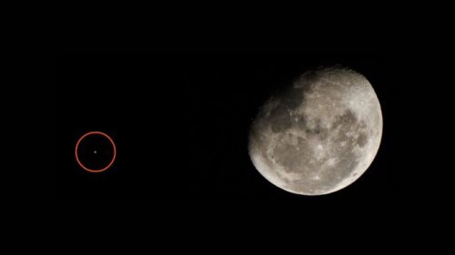 Conjonction de Mars et la Lune. // Source : Flickr/CC/Hypatia Alexandria (photo recadrée et annotée)