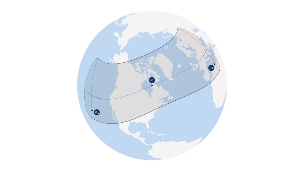 Visibility map of the phenomenon.  // Source: IMCCE