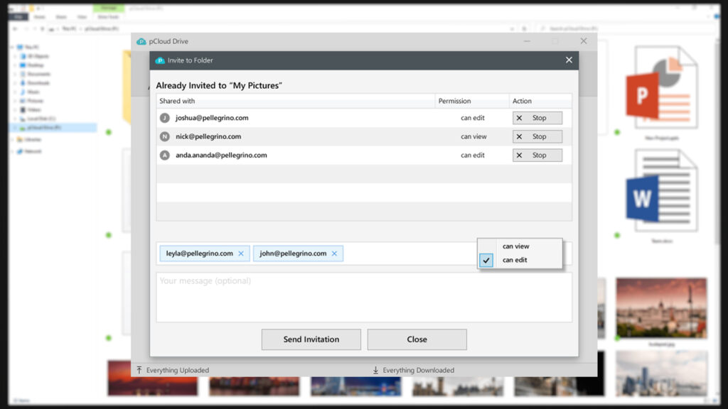 pCloud permet de partager très simplement les fichiers qui sont stockés dans votre espace en ligne // Source : pCloud