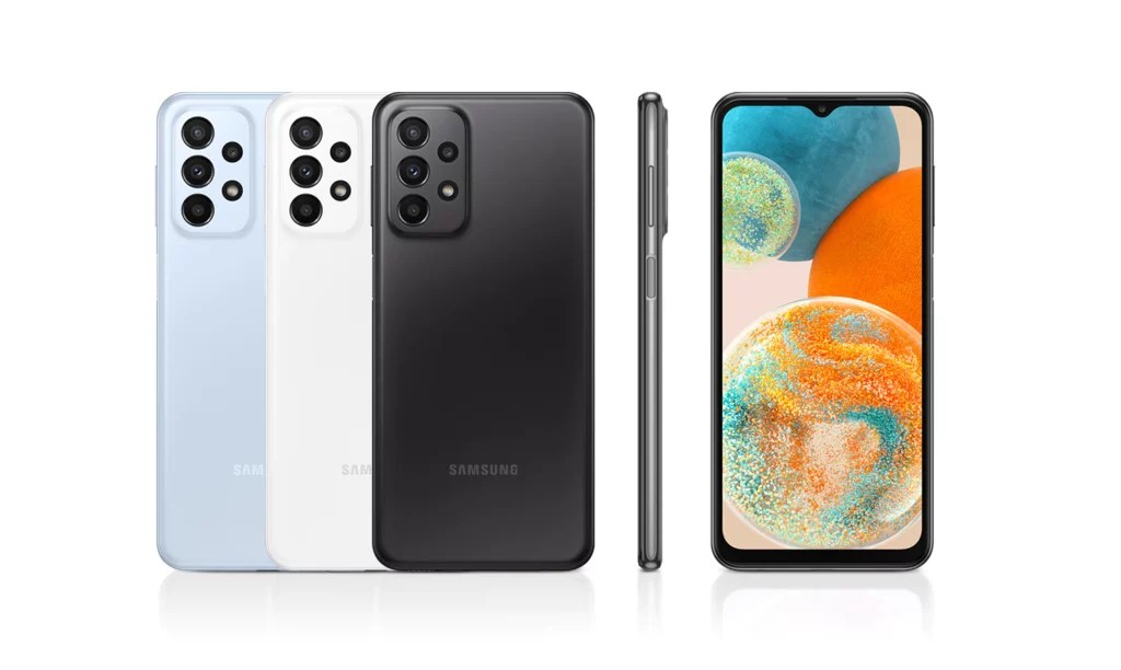 Le Samsung Galaxy A23 existe en plusieurs coloris // Source : Samsung Le Samsung Galaxy A23 existe en plusieurs coloris // Source : Samsung