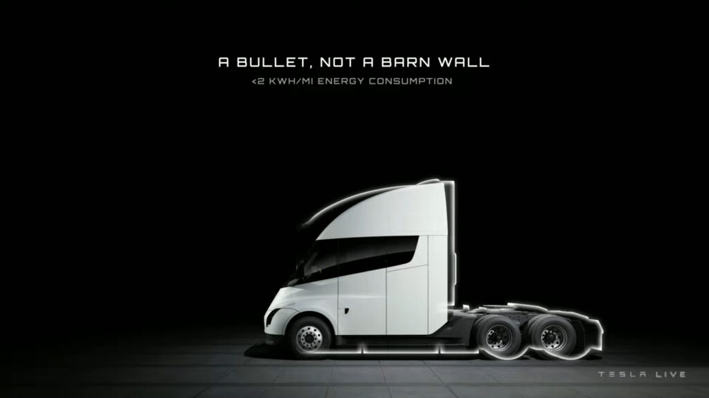 Tesla Semi "une balle, pas une armoire normande" // Source : Tesla 