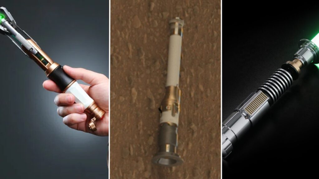 Yes, Perseverance's tube looks like a sonic screwdriver or a lightsaber, but that's just appearance!