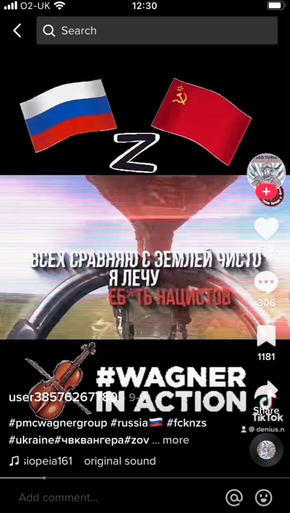 Une vidéo TikTok vantant les actions de Wagner // Source : Capture d'écran Wagner