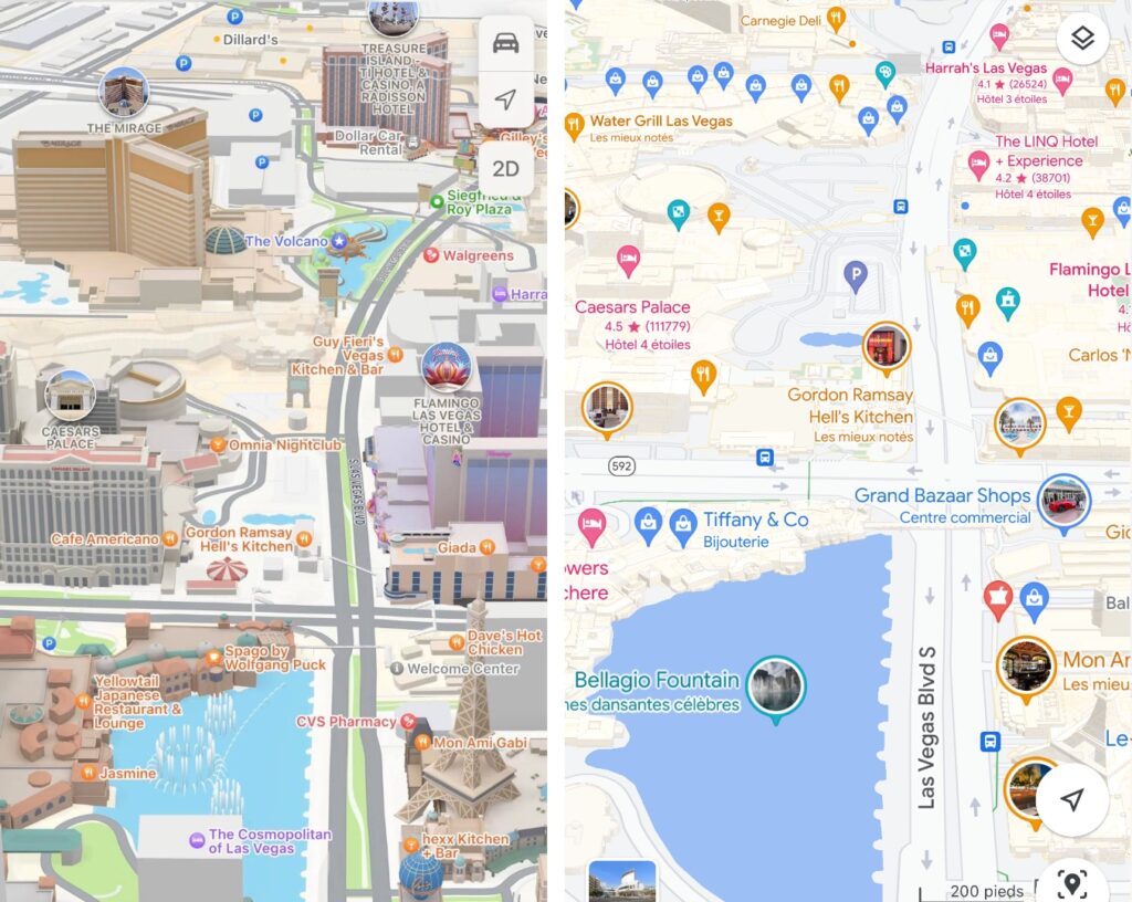 On the left, Apple Maps.  On the right, Google Maps.  Do we really need to comment?  // Source: Numerama