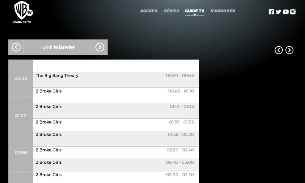 Le planning de Warner TV le 16 janvier 2023 Le planning de Warner TV le 16 janvier 2023