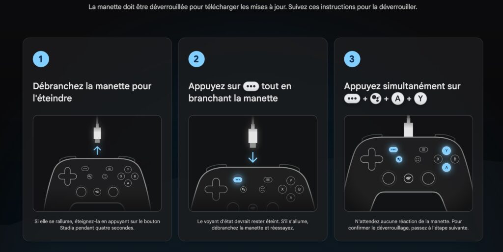 Transformer sa manette Stadia en pad Bluetooth // Source : Capture d’écran Google Chrome