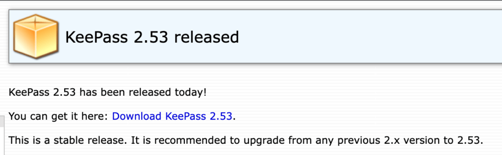 The latest version of KeePass.  // Source: KeePass
