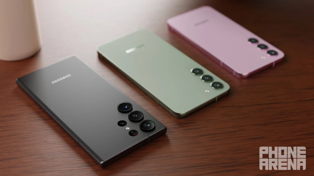 These 3D renders show what the three Galaxy S23s should look like.  // Source: PhoneArena
