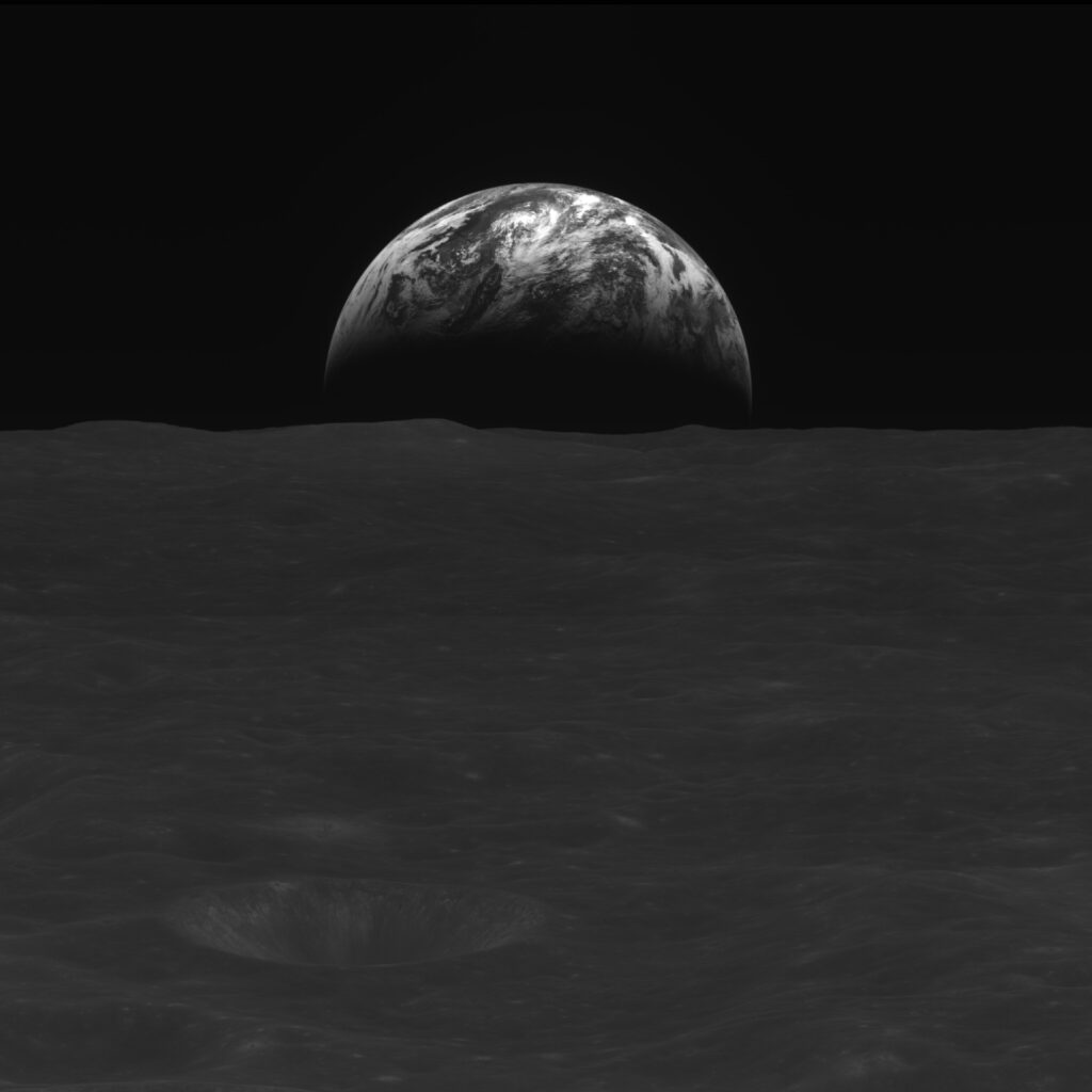La Terre prise par Danuri à moins de 120 km de la Lune, le 31 décembre 2022. // Source : Institut spatial sud-coréen KARI