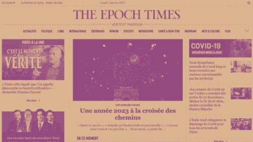Le site de désinformation Epochtimes est le plus populaire de France // Source : Capture d'écran Numerama 