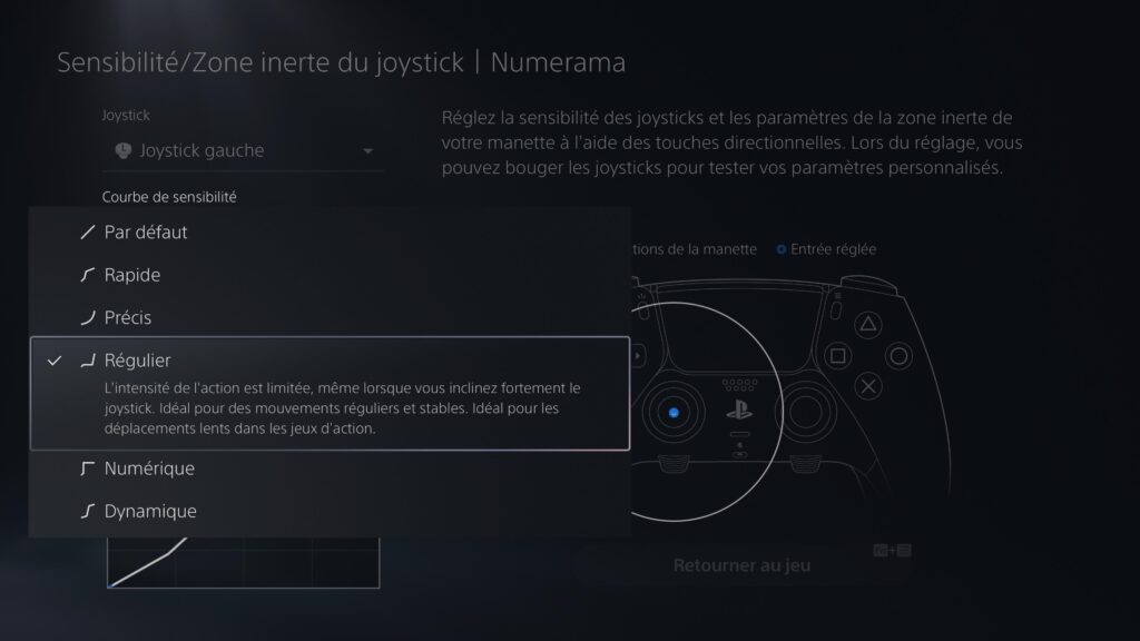 Personnalisation logicielle de la manette DualSense Edge sur la PS5 // Source : Capture d’écran PS5