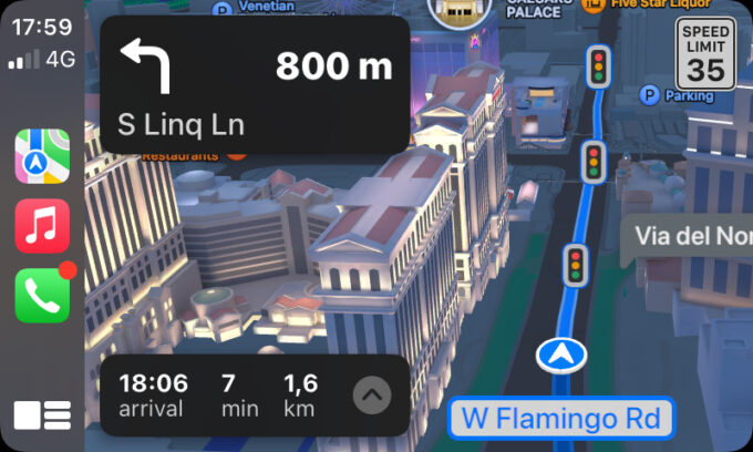 À Las Vegas, où tous les hôtels sont modélisés en 3D, la navigation est magnifique. // Source : Numerama