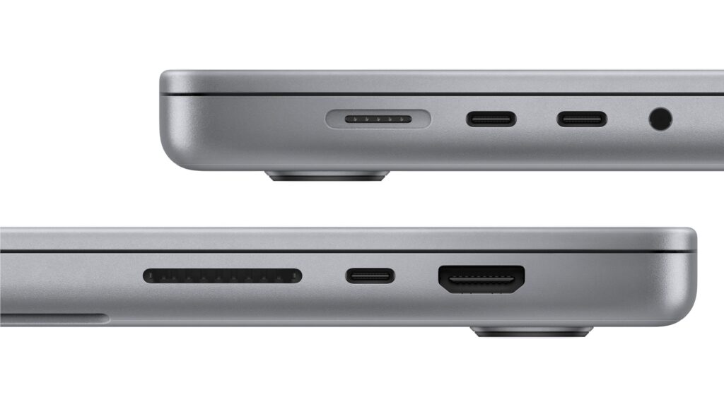 Le MacBook Pro 2023 conserve les mêmes ports, mais gagne un HDMI 8K. // Source : Apple
