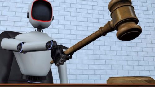 Un robot qui fait la loi. // Source : Canva