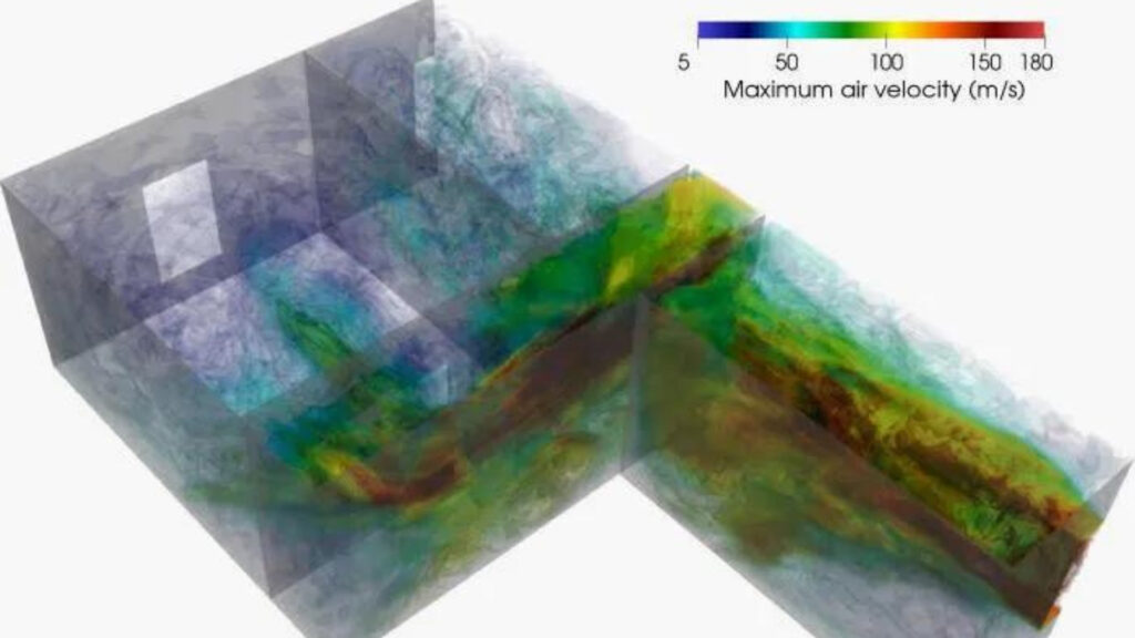 Le souffle passe par les ouvertures et s'infiltre dans les couloirs. Les coins sont épargnés. // Source : Université de Nicosie