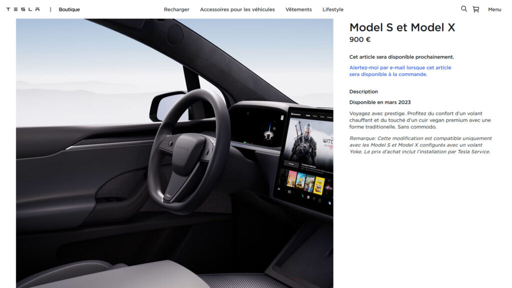 Volant rond pour Model S et X en après-vente // Source : site Tesla France