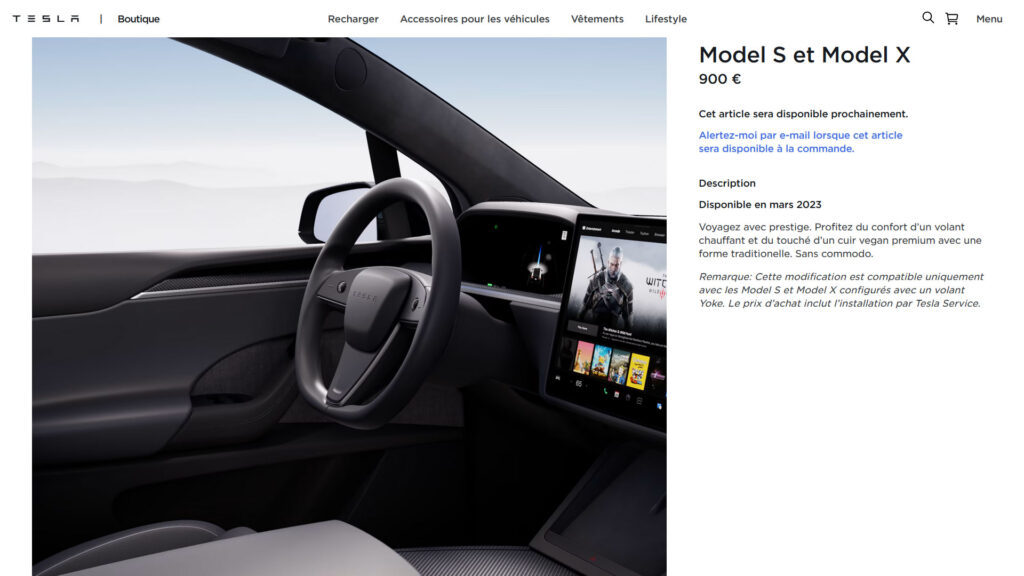 Round steering wheel for Model S and X in after-sales // Source: Tesla France site