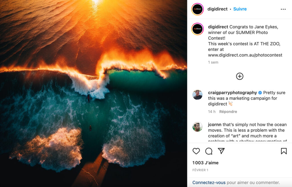 Le post Instagram annonçant le gagnant du concours // Source : Capture d'écran Numerama / Instagram