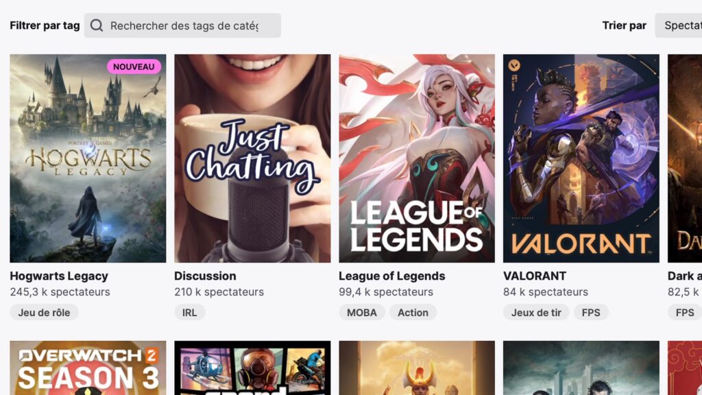 La homepage de Twitch le 8 février // Source : Capture d'écran