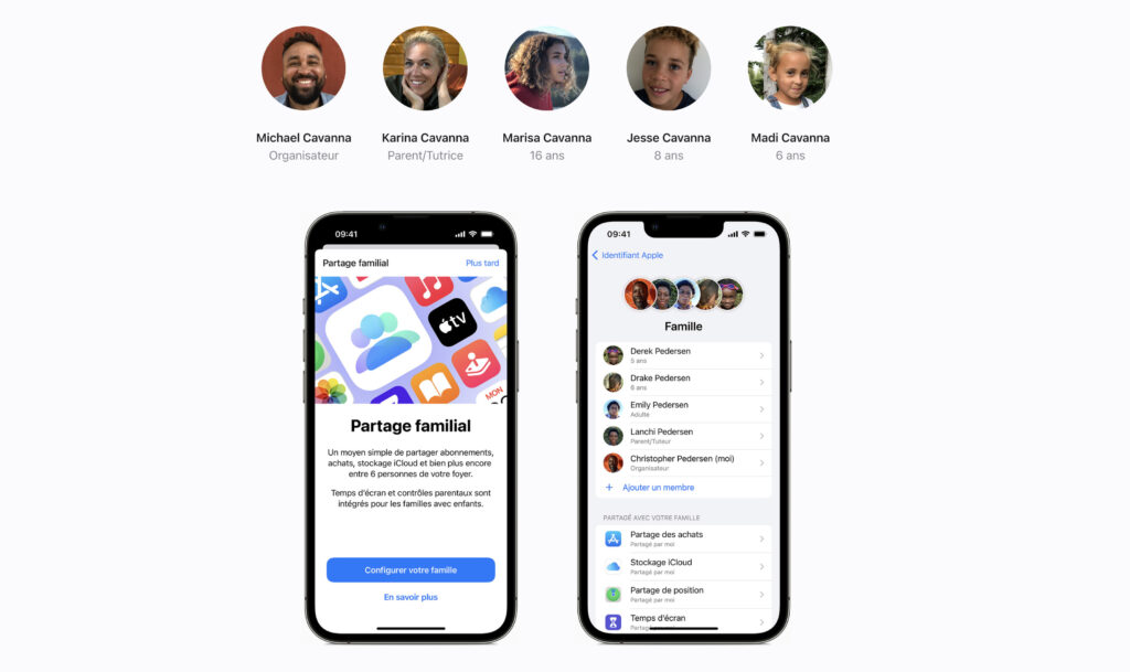 Sur son site, Apple montre l'exemple d'une famille dans iCloud. // Source : Apple