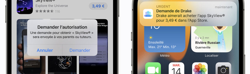 À chaque achat, les parents reçoivent une notification. // Source : Apple