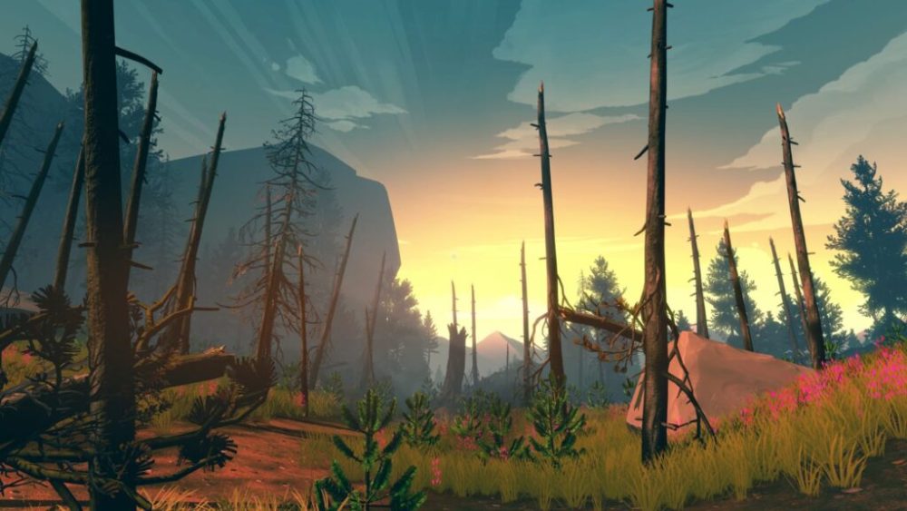 Firewatch, paysage d'une forêt dévastée // Source : Steam