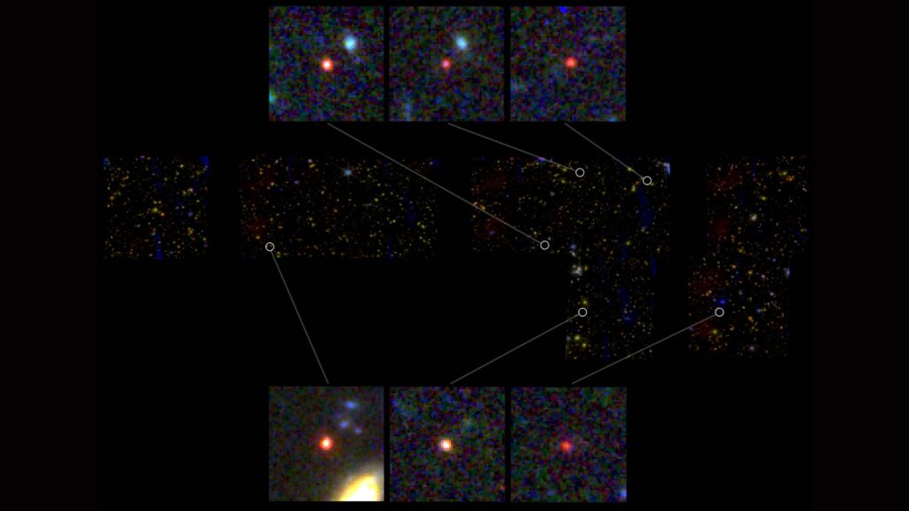 Galaxias potenciales, en imágenes de James Webb.  // Fuente: NASA, ESA, CSA, I. Labbe (Universidad Tecnológica de Swinburne)