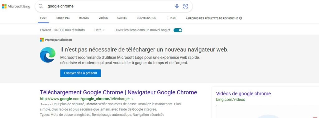 Google Chrome dans Edge