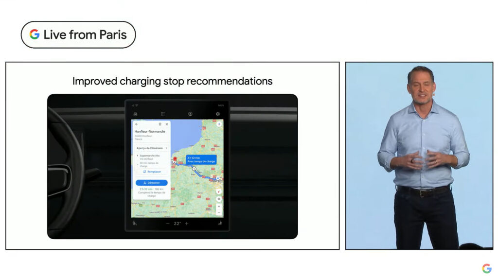 Planner for electric car from Google Maps // Source: Google conference video capture