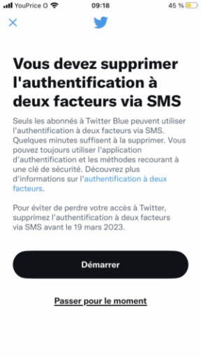 L’authentification à deux facteur sur Twitter // Source : Capture d'écran