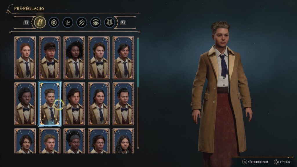 Le créateur de personnage dans Hogwarts Legacy // Source : Capture PS5