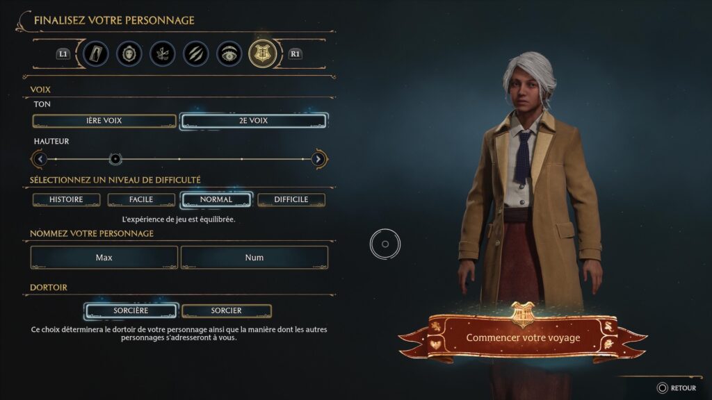 Le créateur de personnage dans Hogwarts Legacy // Source : Capture PS5