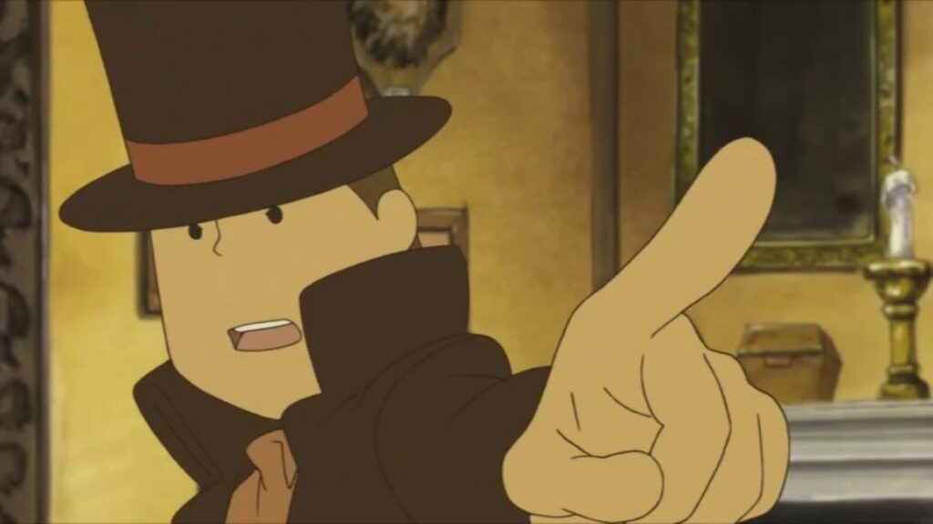 Le Professeur Layton, lors d'une révélation.  // Source : Take-5