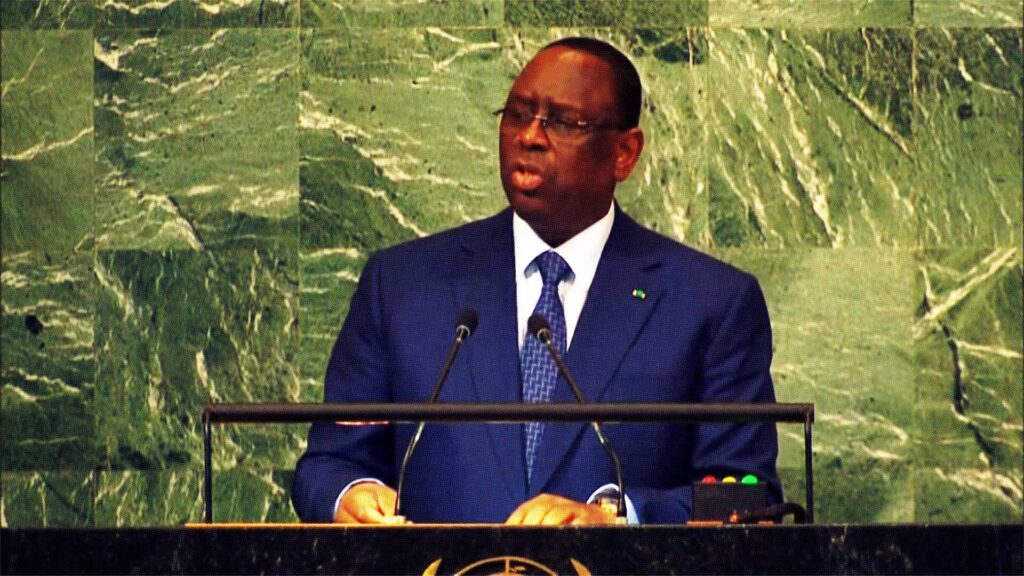 Macky Sall, le président sénégalais, lors d'un discours en 2022 // Source : YouTube / VOA Afrique