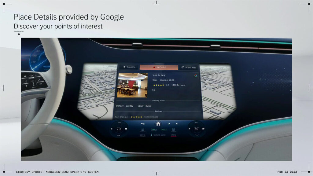 Places Details de Google Maps sur la navigation Mercedes // Source : Mercedes