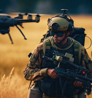 L'infanterie pourra avancer avec des drones pour surveiller les alentours. // Source : Midjourney