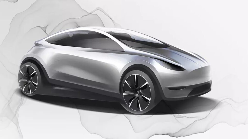 Croquis d'un petit modèle inexistant de Tesla // Source : Tesla - Wechat Croquis d'un petit modèle inexistant de Tesla // Source : Tesla - Wechat