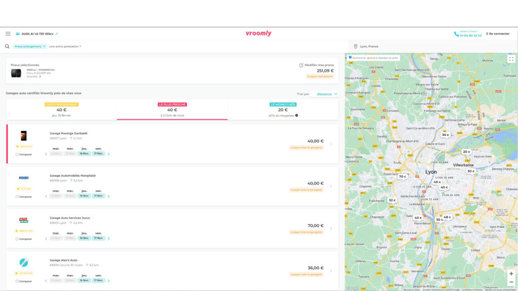 Vroomly has nearly 5,000 partner garages spread across France // Source: Vroomly