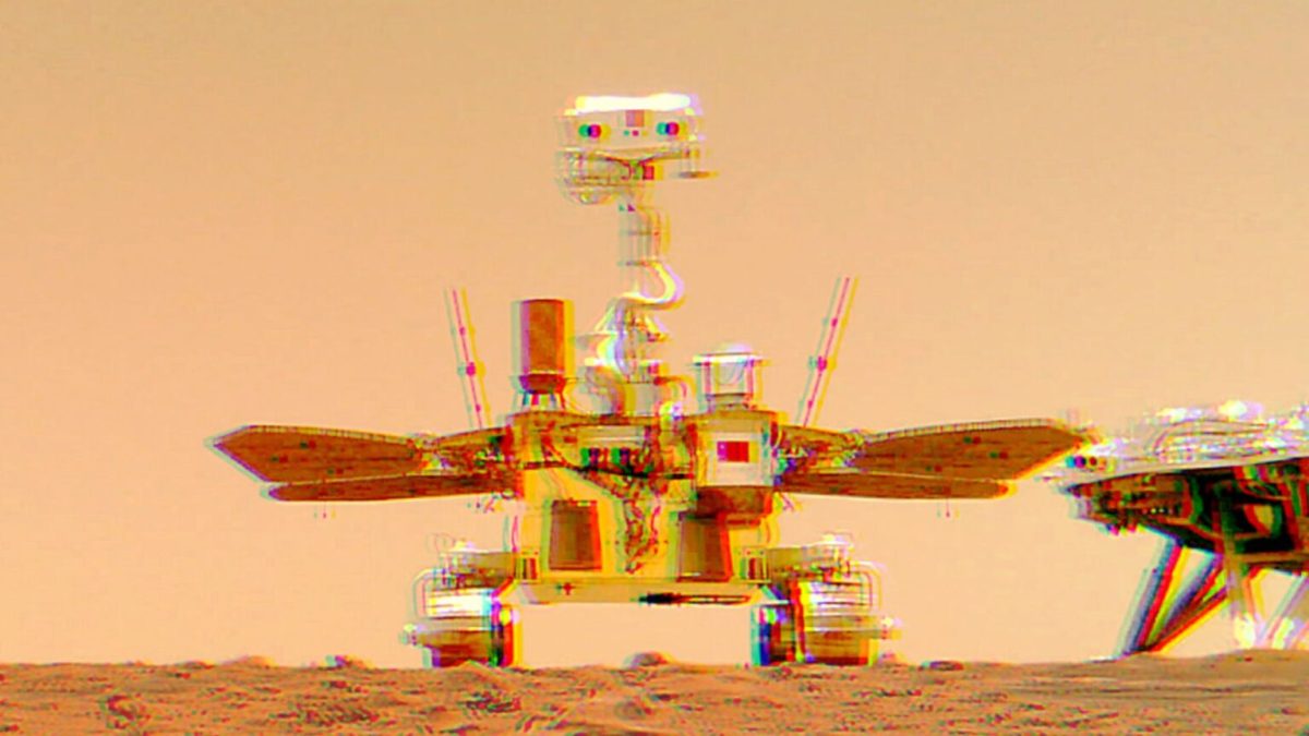 Le rover Zhurong sur Mars. // Source : CNSA (modifié avec Canva)